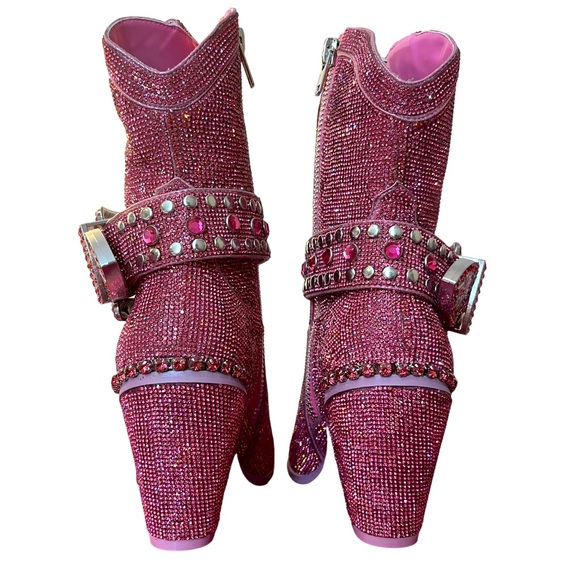 Club Exx Pink Rhinestone Sheriff Shine Cowboy Boots, Women’s 9 - Picture 4 of 10
